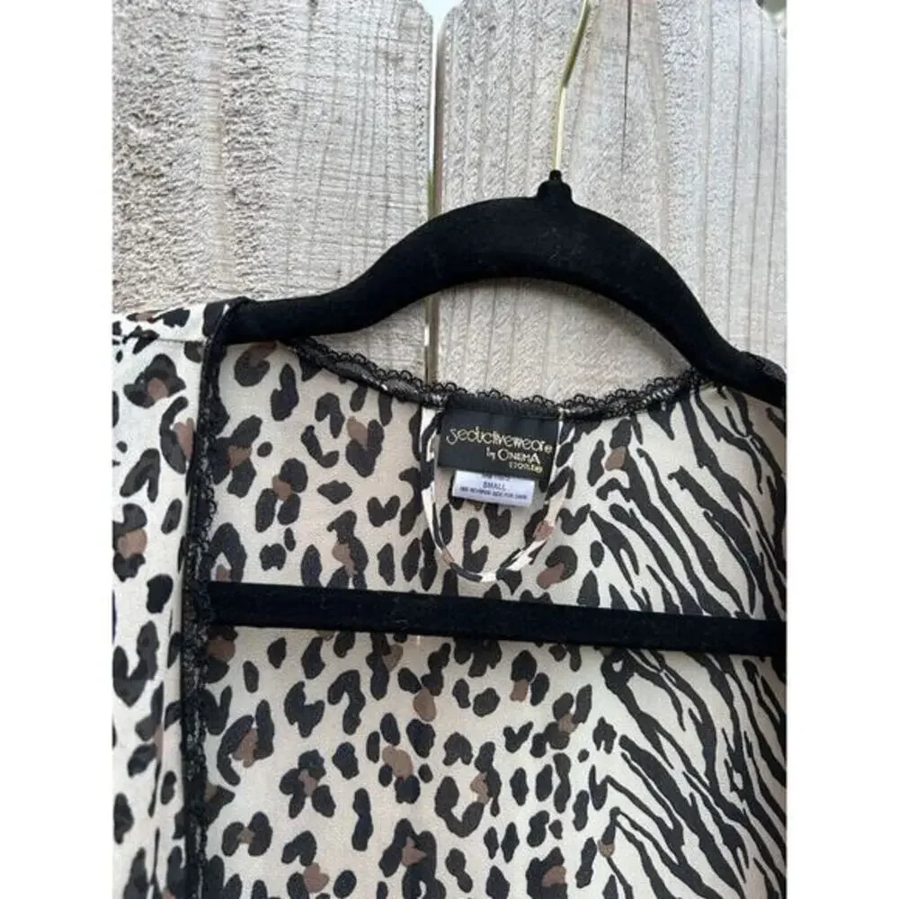 SEDUCTIVE WEAR by Cenima etoile Animal Print Robe Size Small Sheer‎ Sexy Lace